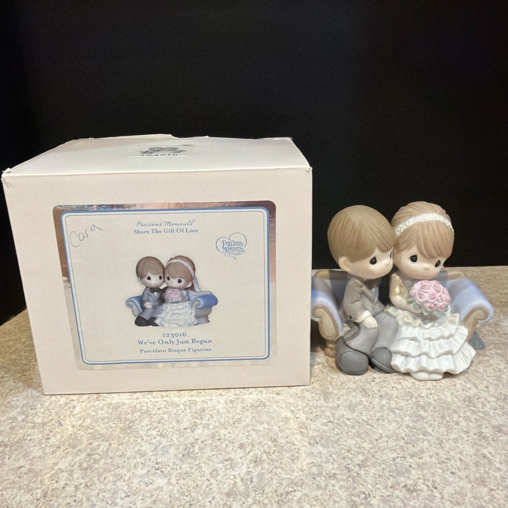 Precious Moments #123016 “We’ve Only Just Begun” Bride Groom Bisque Figurine NIB
